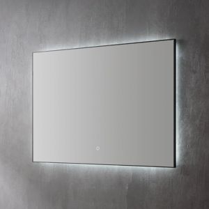 Badkamerspiegel vierkant 80cm Zwart met led-verlichting en verwarming wit